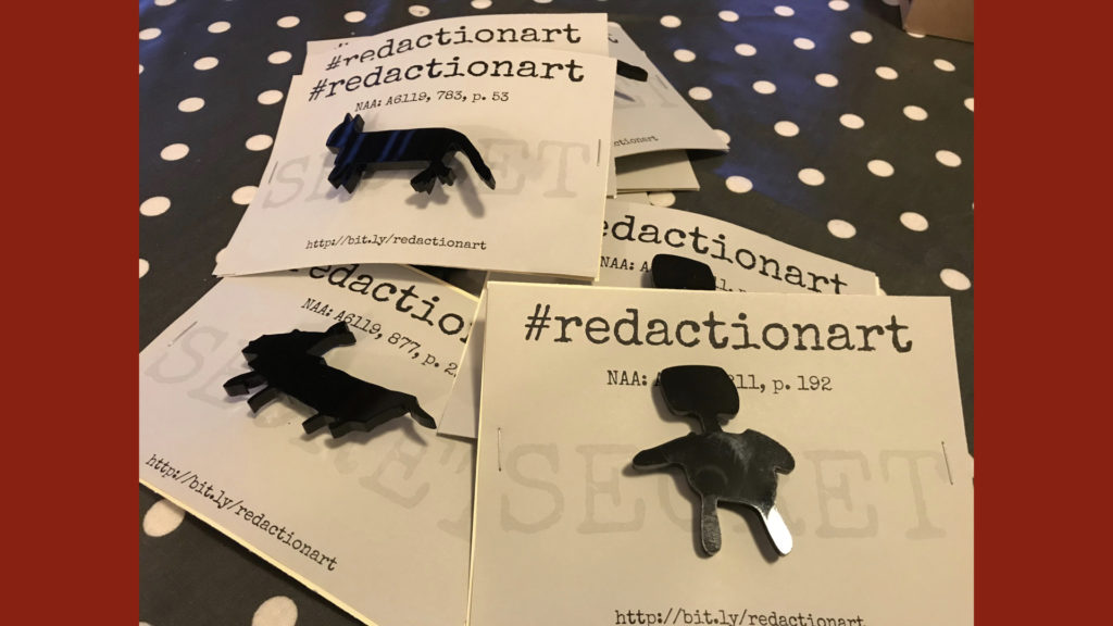 Photo of #redactionart badges